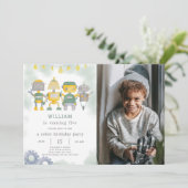 Green Robot Invitation Anniversaire Avec Photo (Debout devant)