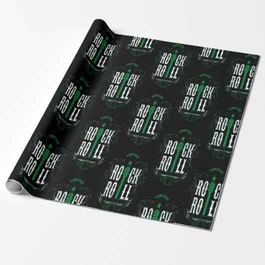 Green  Rock en Roll Cadeaupapier (Uitgerold)