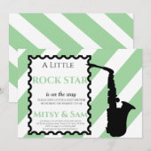 Green Rock Star Rock a Bye Baby shower Invitation (Devant / Derrière)