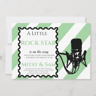 Green Rock Star Rock a Bye Baby shower Invitation
