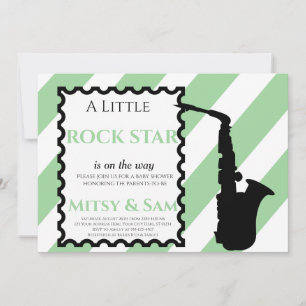 Green Rock Star Rock a bye Baby shower Invitation Kaart