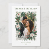 Green Romantic Christmas Botanical Frame Photo Feestdagenkaart (Voorkant)