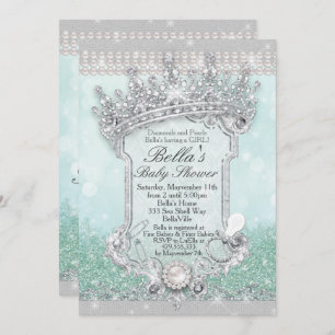 Green Royal Bling Glitter Baby Shower-uitnodiginge Kaart