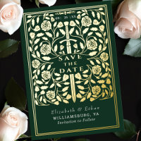 Green Royal Medieval Sword Wedding Save the Date