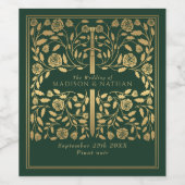 Green Royal Medieval Sword Wedding Wijn Etiket (Enkel label)
