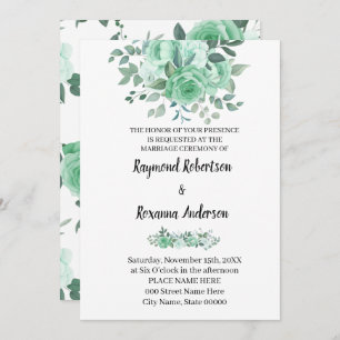 Green Rozen Wedding Country Chic Uitnodiging