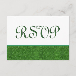 Green RSVP Damask Wedding C103 Kaartje