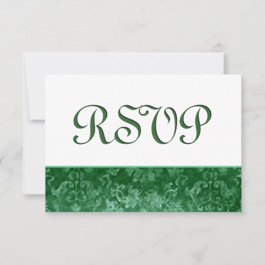Green RSVP Grunge Mariage damassé (Devant)