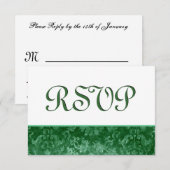 Green RSVP Grunge Mariage damassé (Devant / Derrière)