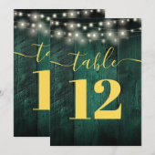Green Rustic Barn Wood String Lights Tafelnummer (Voorkant / Achterkant)