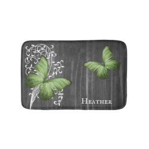 Green Rustic Butterfly - Specialized Bath Mat