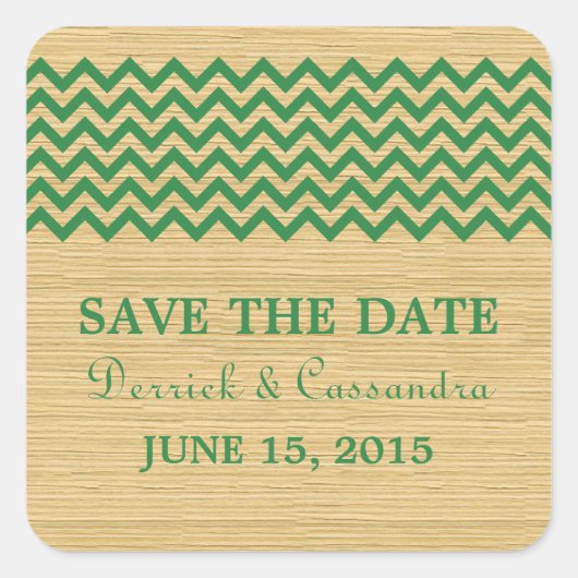 Green Rustic Chevron Enregistrer les stickers Date (Devant)