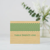 Green Rustic Chevron Numéro de table Carte postale (Debout devant)