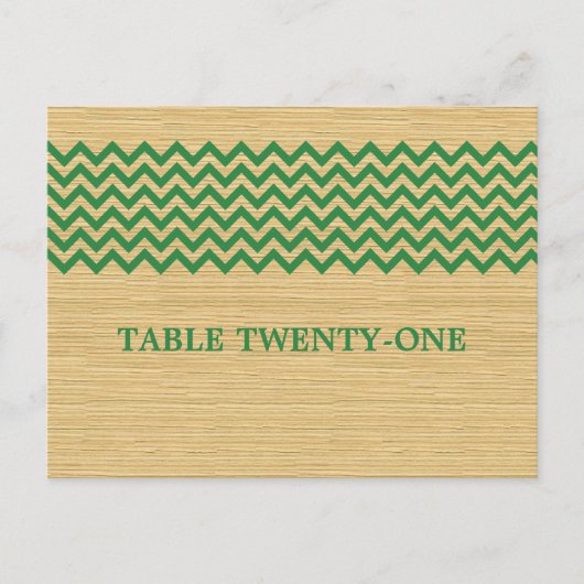 Green Rustic Chevron Numéro de table Carte postale (Devant)