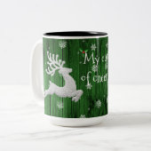 Green Rustic Christmas Reindeer Coffee Mug (Devant gauche)