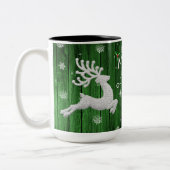 Green Rustic Christmas Reindeer Coffee Mug (Gauche)