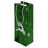 Green Rustic Christmas Reindeer Vin Sac cadeau (Dos Angle)
