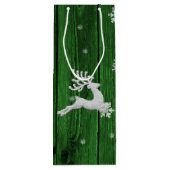 Green Rustic Christmas Reindeer Vin Sac cadeau (Dos)
