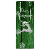 Green Rustic Christmas Reindeer Vin Sac cadeau (Devant)
