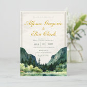 Green Rustic Classic Watercolor Monogram Wedding  Kaart (Staand voorkant)