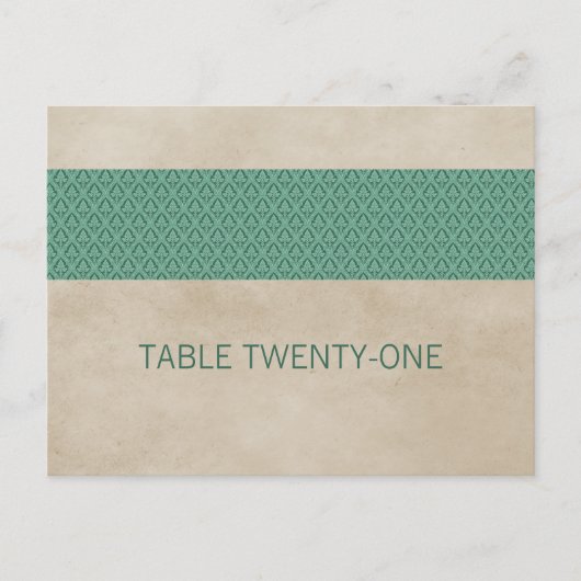 Green Rustic Damask Numéro de table Carte postale (Devant)