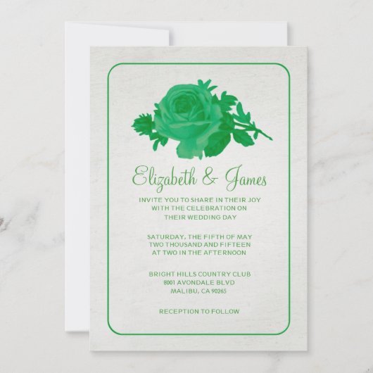 Green Rustic Floral / Flower Wedding Invitations (Devant)