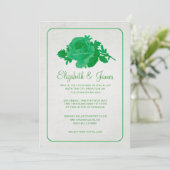 Green Rustic Floral / Flower Wedding Invitations (Debout devant)