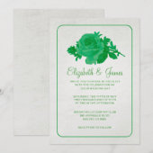 Green Rustic Floral / Flower Wedding Invitations (Devant / Derrière)