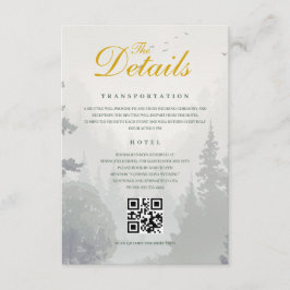 Green Rustic Forest Watercolor Wedding Details Informatiekaartje