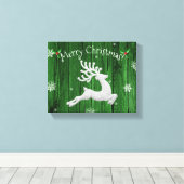 Green Rustic kerstreindeercanvas afdrukken (Insitu (Houten vloer))