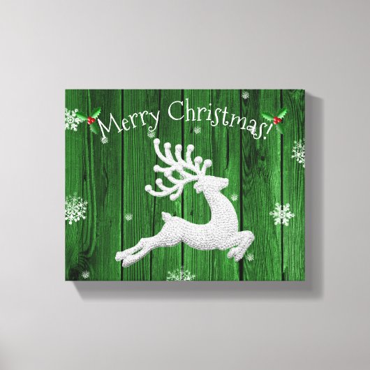 Green Rustic kerstreindeercanvas afdrukken (Voorkant)