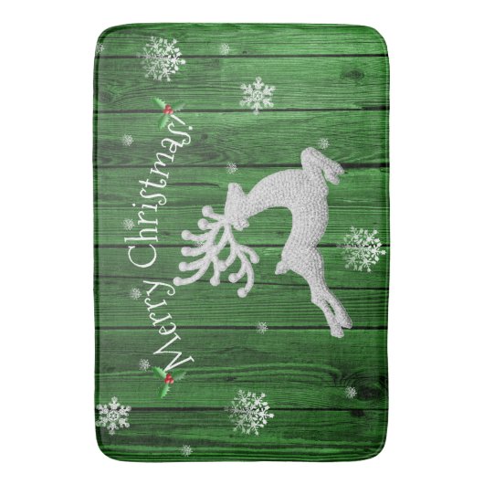 Green Rustic Kerstrendierbath Mat (Voorkant Verticaal)