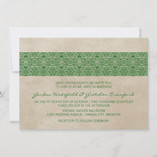 Green Rustic Lace Wedding Invitation