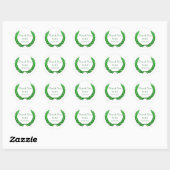 Green Rustic Laurel Wreath Persoonlijk Dank u Ronde Sticker (Vel)