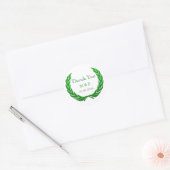 Green Rustic Laurel Wreath Persoonlijk Dank u Ronde Sticker (Envelop)