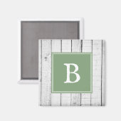 Green Rustic Monogram Magnet Magneet (Voorkant / Achterkant)