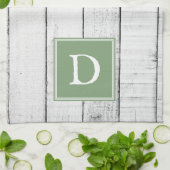 Green Rustic Monogram Towel Theedoek (Gevouwen)