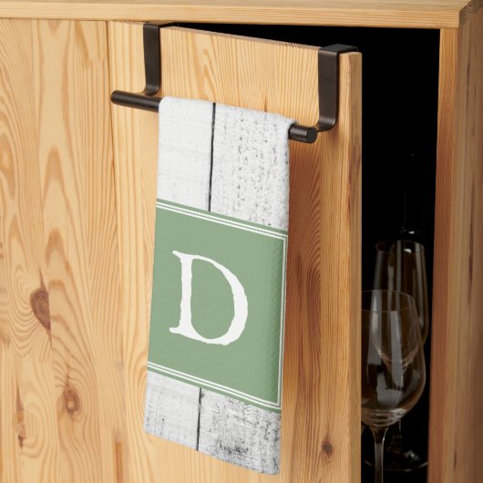 Green Rustic Monogram Towel Theedoek (Derde Gevouwen)