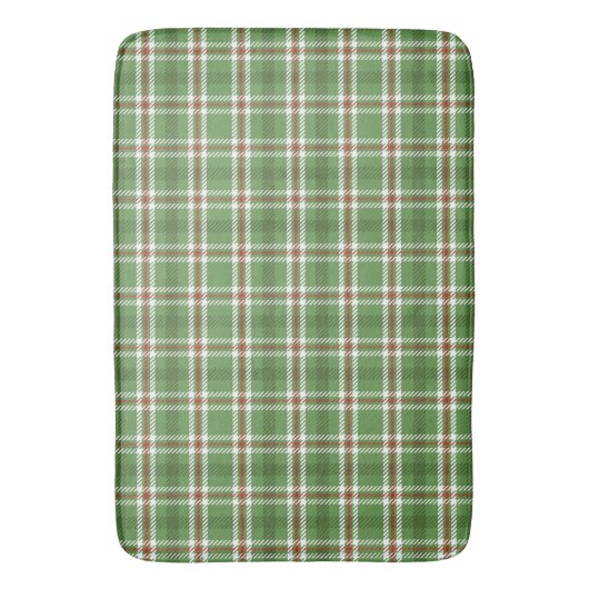 Green Rustic Plaid Pattern Holiday Badmat (Voorkant Verticaal)