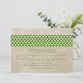 Green Rustic Quatrefoil Mariage Invitation (Debout devant)