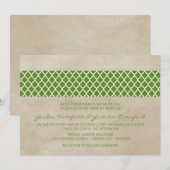 Green Rustic Quatrefoil Mariage Invitation (Devant / Derrière)
