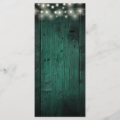 Green Rustic String Lights Barre Wood Menu Mariage (Dos)