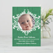 Green Rustic Swirls Baby Aankondiging (Staand voorkant)
