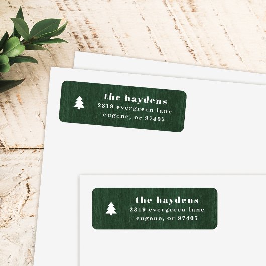 Green Rustic Tree Woodgrain Return Address Label