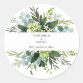 Green Rustic Wedding Circle Sticker (Devant)