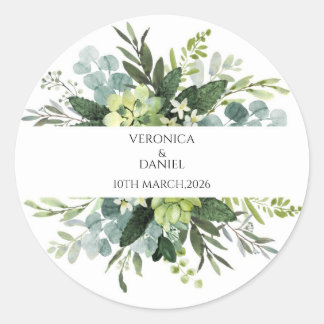 Green Rustic Wedding Circle Sticker