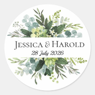 Green Rustic Wedding Sticker Eucalyptus Label