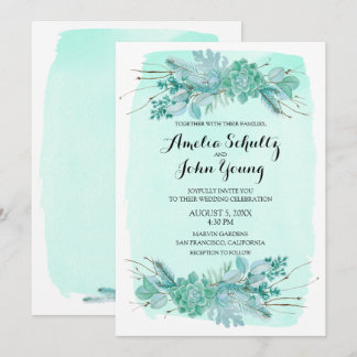 Green Rustic Winter Wedding 5x7 Invitation