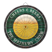 Green Rustic Wood Cheers in Beers Drink Dart Boa Dartbord (Voorkant)
