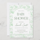 Green Safari Animals Toile de Jouy Baby shower Kaart (Voorkant)